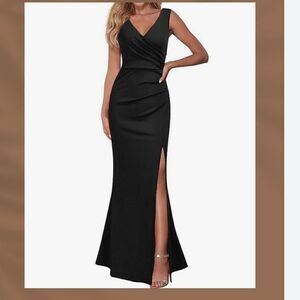 WOOSEA Women Sleeveless V Neck Split Evening Cocktail Long Dress XL